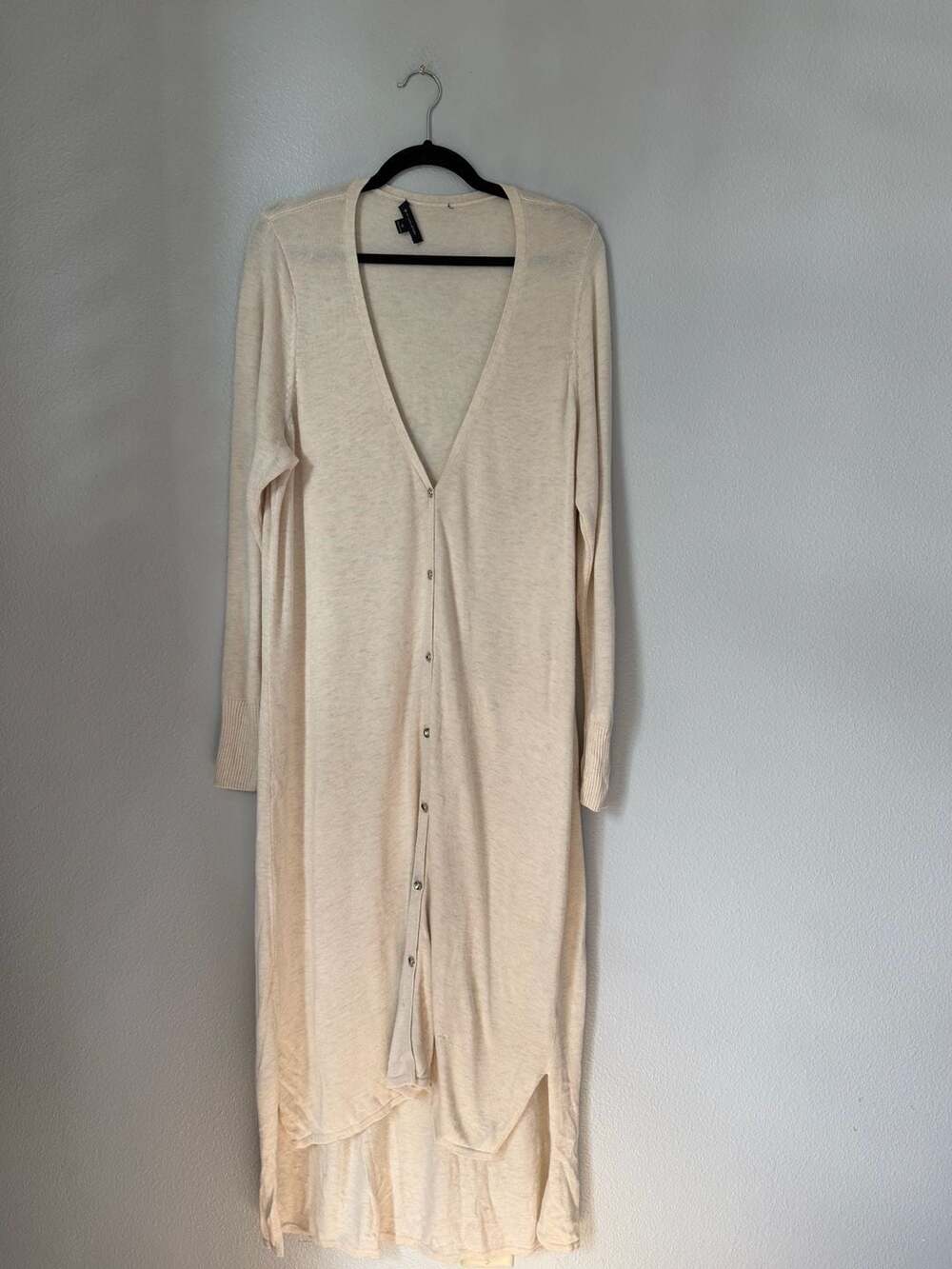 H by Halston Cream Button Front Midi Cardigan Sweater Dress Size XL